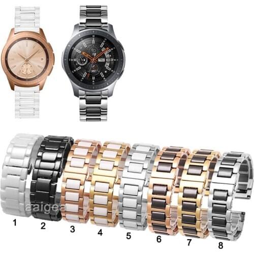 20mm 22mm Ceramic Watch Band Strap Butterfly Buckle for Samsung Galaxy Watch 42mm 46mm for Samsung Watch3 41mm 45mm