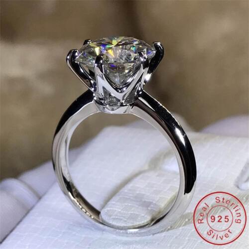 Solitaire 1.5ct Lab Diamond Ring 100% Original 925 sterling silver Engagement Wedding band Rings for Women Bridal Fine Jewelry
