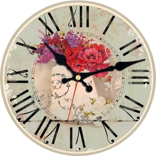 MEISTAR 9 Patterns Vintage Flower Design Round Clock Silent Home Decor Study Cafe Office Watches Large Art Wall Clocks 6 inch