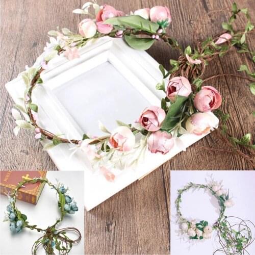 Flower Hairband Artificial Flower Wreath Multi-purpose Decorative Artificial Women Stylish Wreath Crown for Wedding