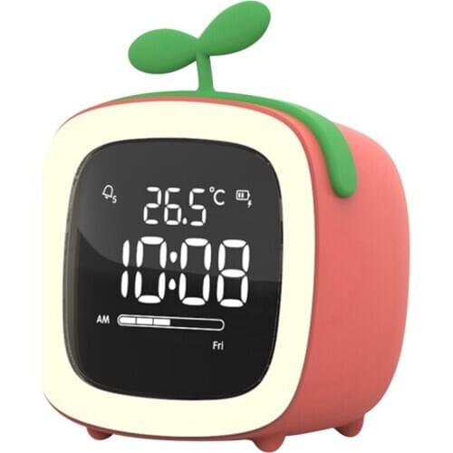 Cute Digital Alarm Clock for Kids Women Toddler Night Light,Dimmer, Rechargeable Battery,Indoor Temp for Bedrooms