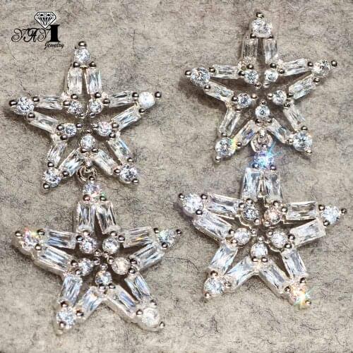 YaYI Fashion Princess Cut White Natural Cubic Zirconia Silver Color Wedding Party Lover Wear Ear Stud Precious Tassel Earrings