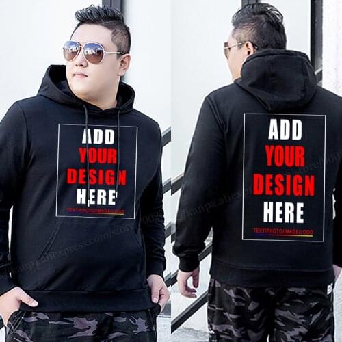 Customized Image/Picture Mens Plus Size Hooded sweatshirts Oversized Tees for Fathers Cotton Workout Clothes 6xl 9xl two-sided