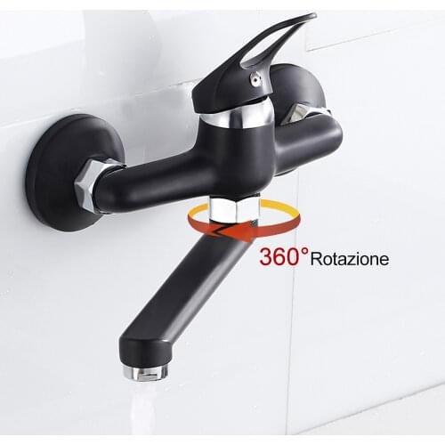 Wall Mounted Kitchen Faucet Rotate Vegetable Basin Faucet Double Holes Wall Hot Cold Water Mixer Mop Pool Tap Kitchen Sink Tap