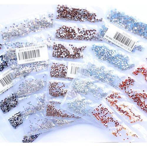 New 17 Colors Nail 3D DIY SS3-SS10 Small Sizes Glass Rhinestones For Nail Art Decoration Gems Low Shipping Cost Bulk