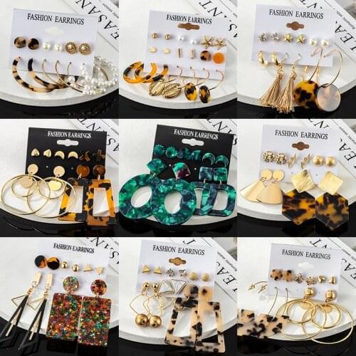 New Fashion Statement Colorful Acrylic Earrings For Women Geometric Hoop Earrings Tassel Pendant Earrings Female 2021 Jewelry