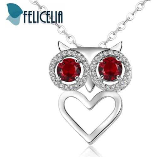 Felicelia Personalized Owl Design Crystal CZ Pendant Necklace Silver Color Women Jewelry Cute Necklace Wholesale