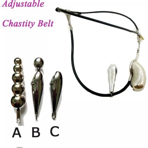 Adjustable Stainless Steel Male Chastity Belt Invisible Pants Shackle Chastity Device wiht Plug Penis Adult Bondage BDSM Sex Toy