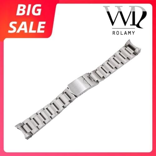 Rolamy 22mm Top Luxury 316L Stainless Steel Silver All Brushed Watch Band Strap Bracelet Belt watchbands For Tudor Black Bay