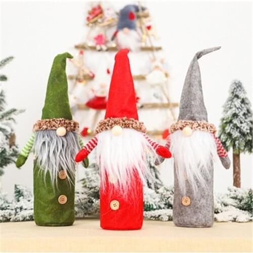 Christmas Wine Bottle Cover Merry Christmas Decor Holiday Santa Claus Champagne Bottle Cover Christmas Decorations for Home
