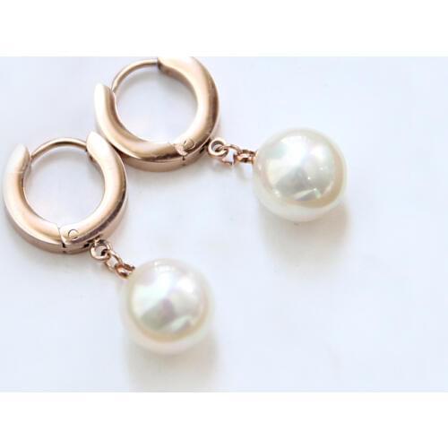YUN RUO Rose Gold Color Fashion Simulated Pearl Dangle Earring Woman Party Girl Gift 316 L Stainless Steel Jewelry Dropship 2019