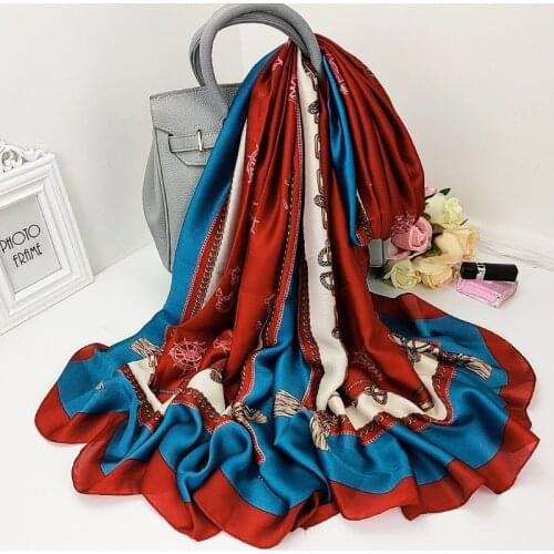 2021 New Summer 180X90CM Shawls Female Dustproof Beach Towel Fashion Sunscreen Silk Scarves Luxury Brand Popular Print Bandanna