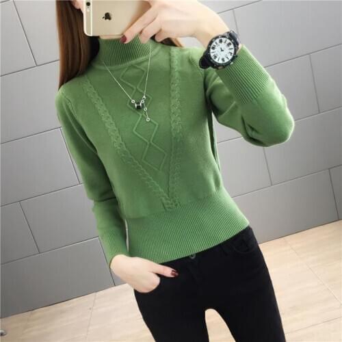 Bottoming Shirt Female New Half-Collar High Waist Slim Sweater Short Short-Height Sweater Fashion