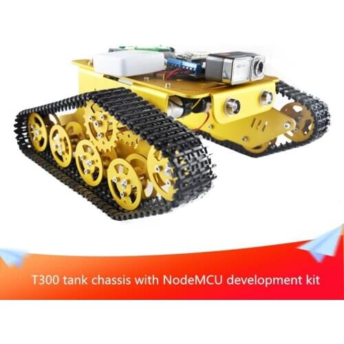 T300 RC Tank Wireless WiFi Video Transmission Smart Car by Android APP from NodeMCU Development Kit with L293D Motor Drive