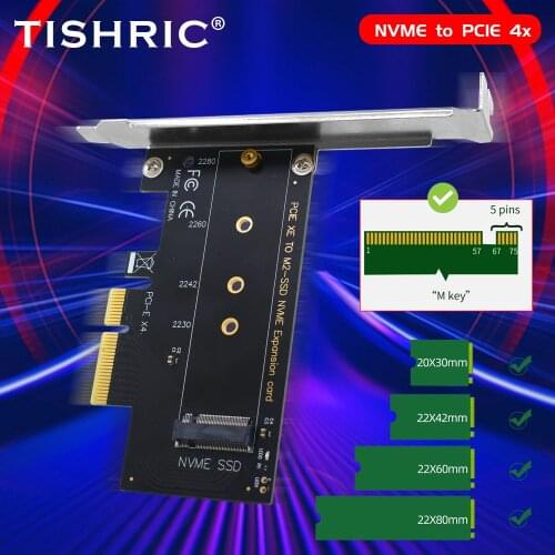 TISHRIC M2 SSD NVME PCIE Expansion Card Single Port M.2 NVME to PCIE 4X Adapter Board Support Hard Disk 2230/2242/2260/2280