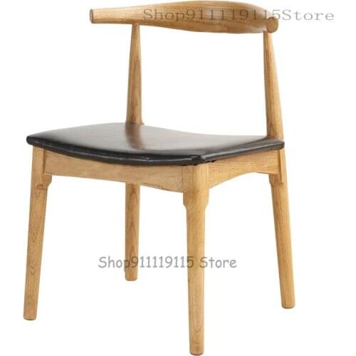 Corner Chair Solid Wood Dining Chair Simple Restaurant Coffee Hotel Soft Bag Cloth Dining Computer Chair Back Single Chair