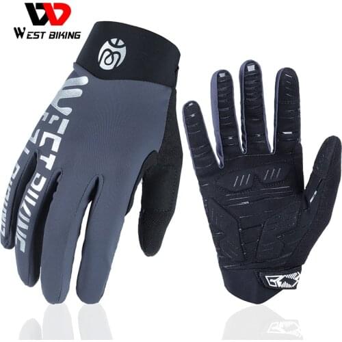 WEST BIKING Cycling Gloves Touch Screen MTB Bike Gloves Breathable Anti-slip Reflective Sport Fitness Running Bicycle Gloves