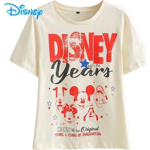 Disney Vintage Mickey Minnie Mouse Donald Duck Pluto Summer Casual Cartoon Women T Shirt O-Neck Short Sleeve Tshirt Tee Tops