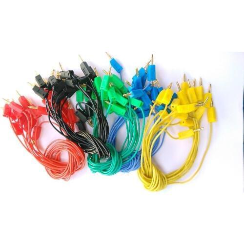 100 PCS 5 color 2mm Gold Banana Plug Cable for Test Probes Instrument Meter 30cm Lenght Cyclic inserted