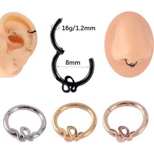 16g Snake Ear Clicker Nose Lip Segment Hinged Rings Ear Daith Snug Helix Cartilage Septum Hoop Ring Piercing Body Jewelry 16g
