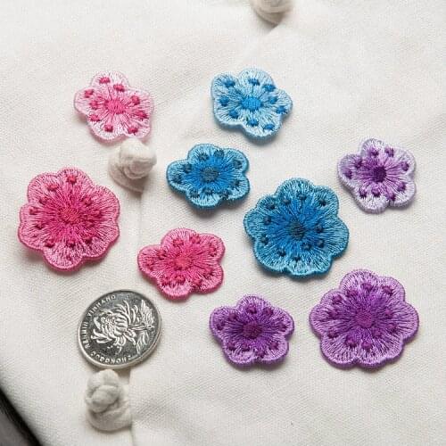 5Pcs Hand Sewing On Embroidery Plum Cloth Clothing Patches Decals Small Clothing Mending Holes DIY Creative Accessories No Glue