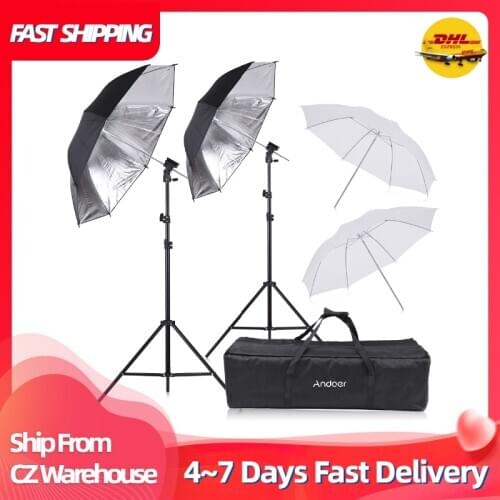 Andoer Off Camera Double Speedlight Flash Shoe Mount Swivel Soft Umbrella Kit for Canon Nikon YONGNUO Neewer Flash Photography