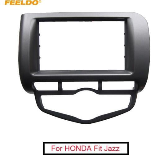 FEELDO Car Radio Fascia Frame For Honda Fit Jazz 2002-2008 (Auto AC,RHD) Stereo DVD 2Din Dash Mount Installation Face Frame Kit