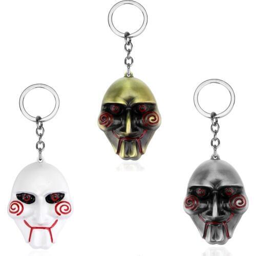 MQCHUN Horror Movie Saw Keychain Mask Metal Alloy Key Chain 3 Colors Movie Jewelry key chain ring souvenirs for men