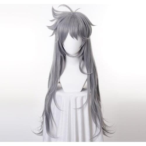 Razor Genshin Impact Gray Long Heat Resistant Synthetic Hair Halloween Carnival Party Role Play Cosplay + Free Wig Cap