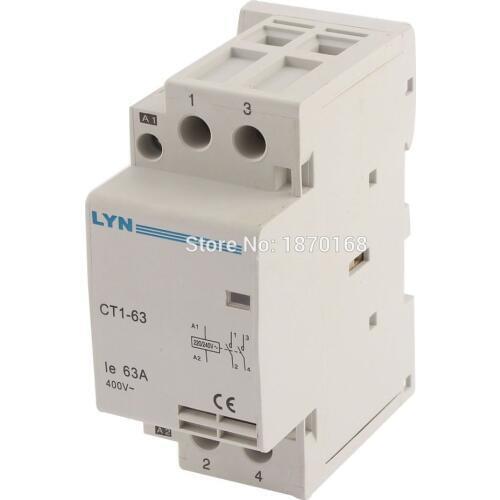 CT1-63 2P AC Contactor household 220V 230V 400V 63A 2NO 2NC 1NO1NC 50/60Hz 35mm din rail
