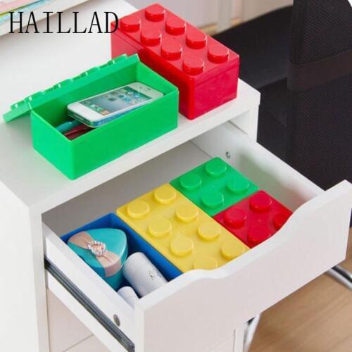 Building Block Shaped Storage Box Home Pen Jewelry Makeup Organize Case Stackable Storage Box Rectangle Square Superimposed