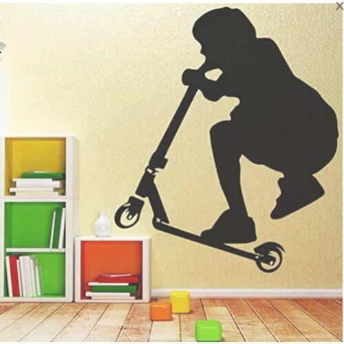 YOYOYU Black Color A Stunt Scooter Boy Vinyl Wall Art Decal Sticker for Kids Room Nursery Room Wall Sticker Decoration HL156