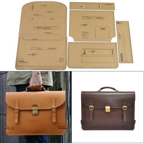 DIY Mens Leather Briefcase Kraft Paper Mold Business Bag Acrylic Template Handmade Bag Sewing Stencils Supplies