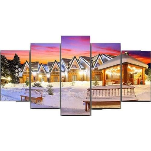 Home Decor Christmas Picture 5PCS Wall Art Prints Canvas Picture for Living Room Oil Painting Drop Shipping