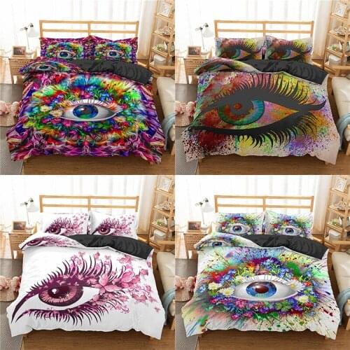 Home Textile Luxury 3D Eye Print 2/3Pcs Comfortable Duvet Cover PillowCase Bedding Sets Queen and King EU/US/AU Size