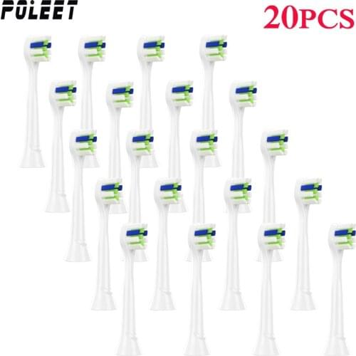 Poleet 20PCS YH731 Electric Toothbrush Replacement Heads Fits For Philips HX3 HX6 HX9 Series Toothbrush Head HX6072 HX6024
