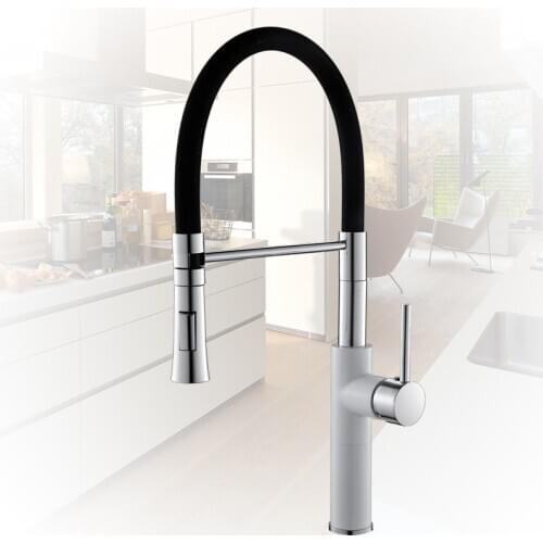 Kitchen Faucets Chrome Kitchen Sink Crane Deck Mount Pull Down Dual Sprayer Nozzle Torneira De Cozinha Mixer Water Taps LK-9910