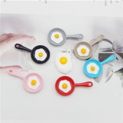 Julie Wang 7PCS Enamel Charms Mixed Fried Egg And Pan Pendants Alloy Bracelet Jewelry Making Accessory