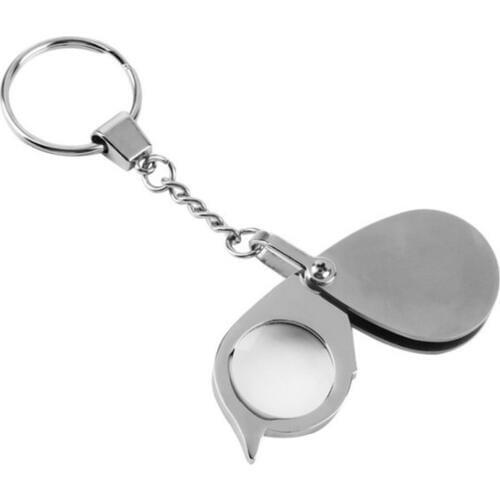 Handheld Loupe Folding Pocket 10X Magnifier Loupe Magnifying Glass Lens With Keychain Portable Metal Silver EDC Magnifier