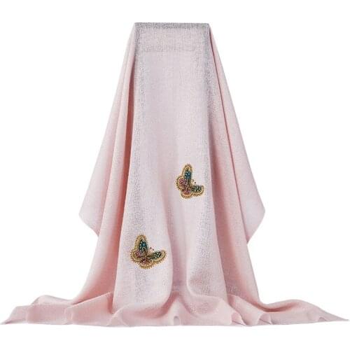 High-end light luxury cashmere diamond cashmere shawl heavy industry warm autumn winter handmade beaded butterfly scarf
