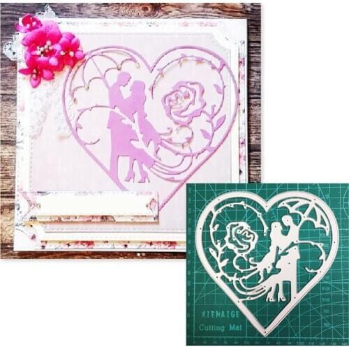 Metal Cutting Dies die cut Couple Lace Heart Frame Decorations Scrapbook dies Paper Craft Knife Mould Blade Punch Stencils dies
