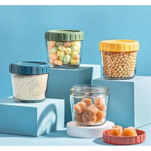 Cute Travel Sealed Jar Glass Jars And Lids Portable Snacks Candy Storage Box Organizers Storage Food Storage Containers