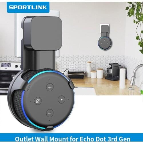 Outlet Wall Mount Stand Hanger for Amazon Alexa Echo Dot 3rd Gen Work with Amazon Echo Dot 3 , Holder Case Plug In Bedroom