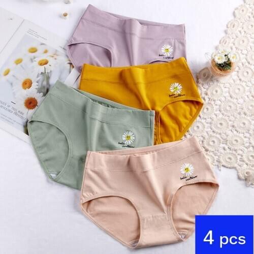 2020 New Female Panty Graphite Antibacterial Cotton Panties Mid-Waist Printed Briefs Women Breathable Underwear Girls Underpant