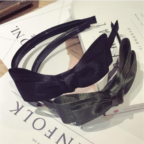 Fashion headband wild hair accessories women colorful bright double-layer bowknot wide-edge non-slip hairband headband hair band