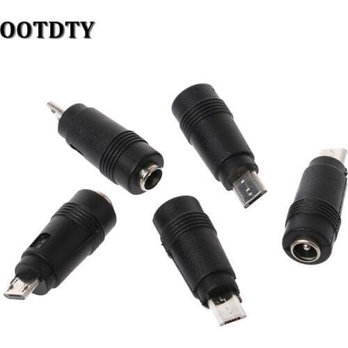 OOTDTY 5 Pcs 5.5x2.1mm Female Jack to Micro USB Male Plug DC Power Connector Adapter