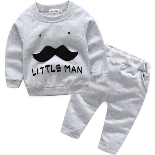 2020 autumn and winter childrens suit pure terry boy long-sleeved beard three-dimensional sweater casual pants suit