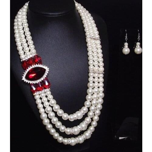 Multilayer Eye White Pearl Necklace Set Pearl Choker Necklace for Women Simple Style Handmade Wedding Party Jewelry Gift