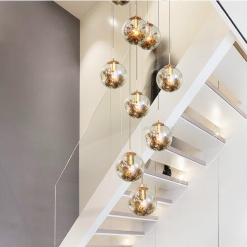 Bar Antique iron flower pendant lamp hang lighting for stairway dining Room E27 led glass bubble pendant lights modern lighting