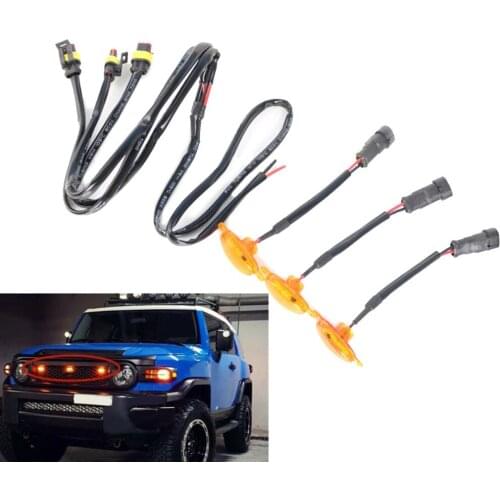 Grill 3*LED Light 1*wire Light For GMC Sierra 2500 HD 2019-2021 Durable